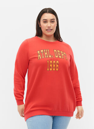 Lang sweatshirt med tekstprint, Hisbiscus, Model image number 0
