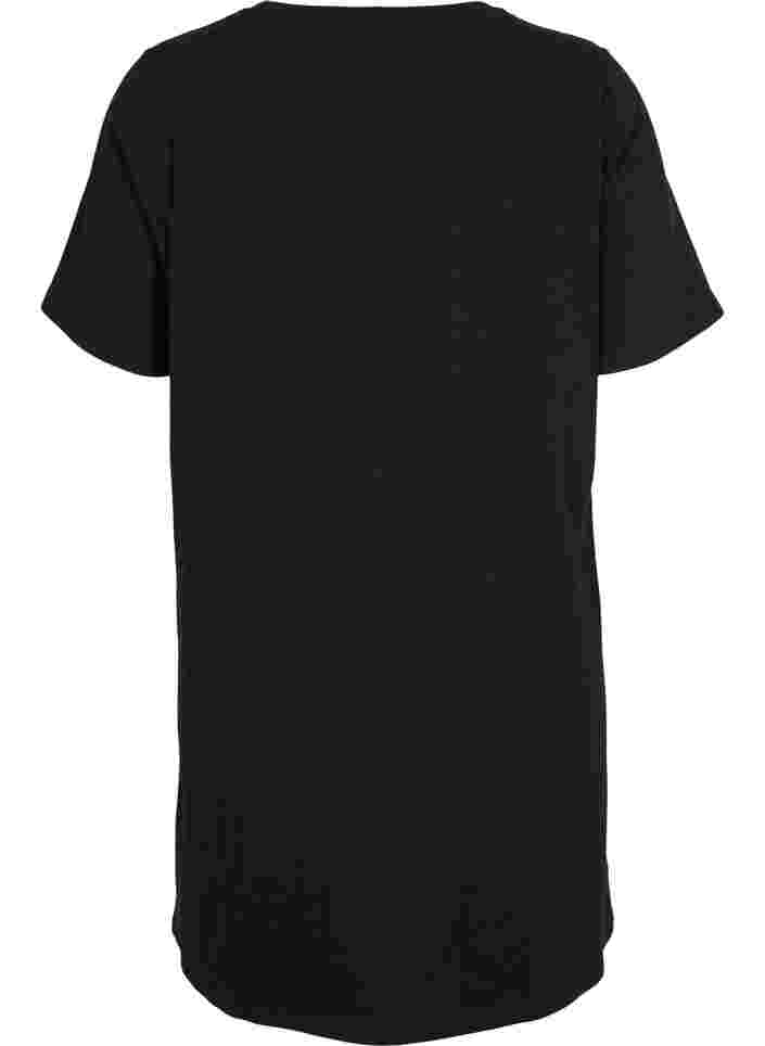 Ensfarvet t-shirt natkjole i bomuld, Black, Packshot image number 1
