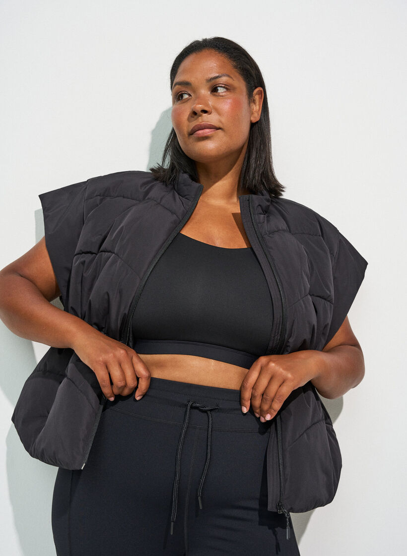 Puffervest med justerbar talje, Sort, Model image number 3