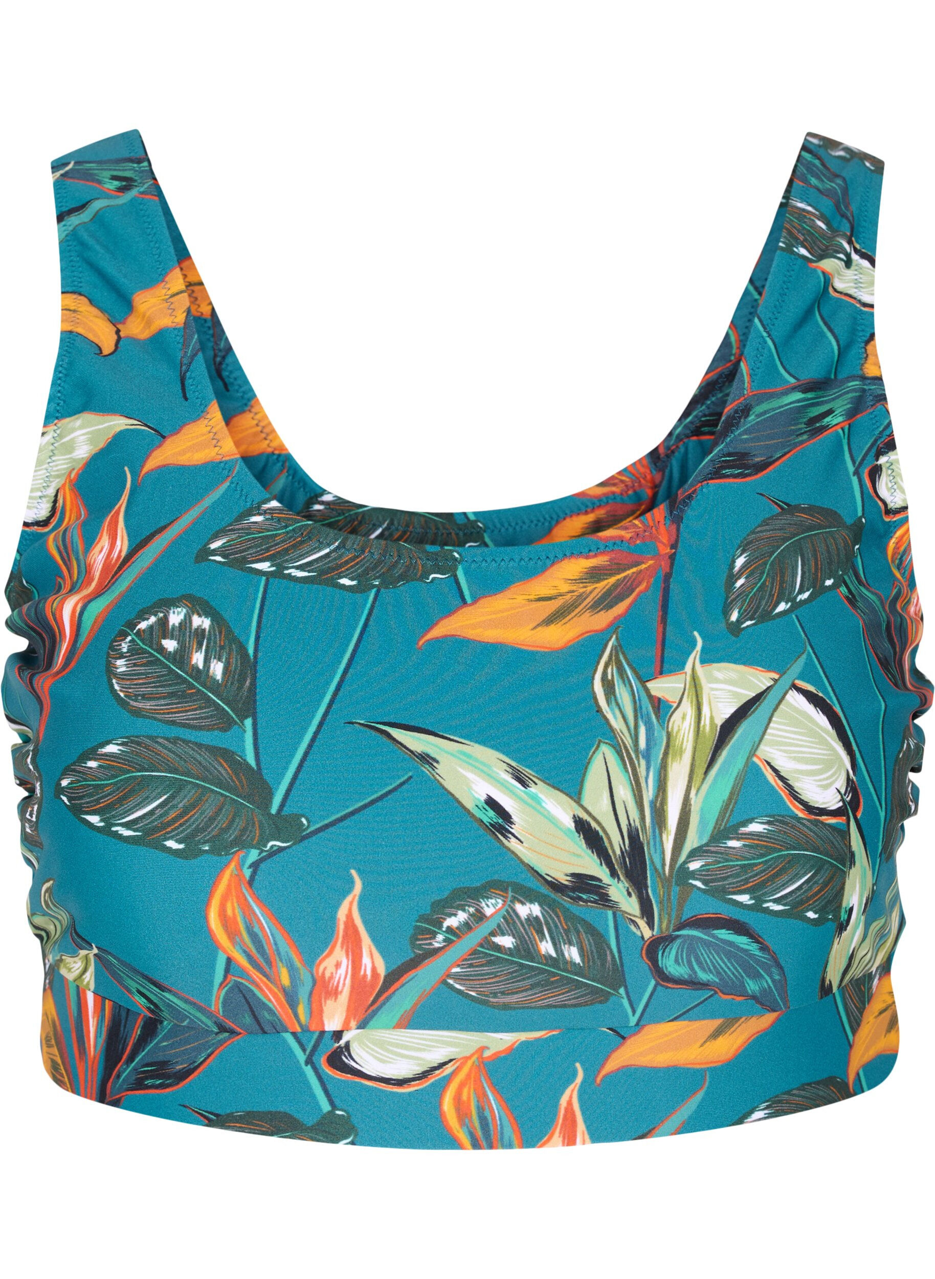 Zizzi Printet bikini top med rund halsudsk&aelig;ring, Leaf Print, Packshot image number 0