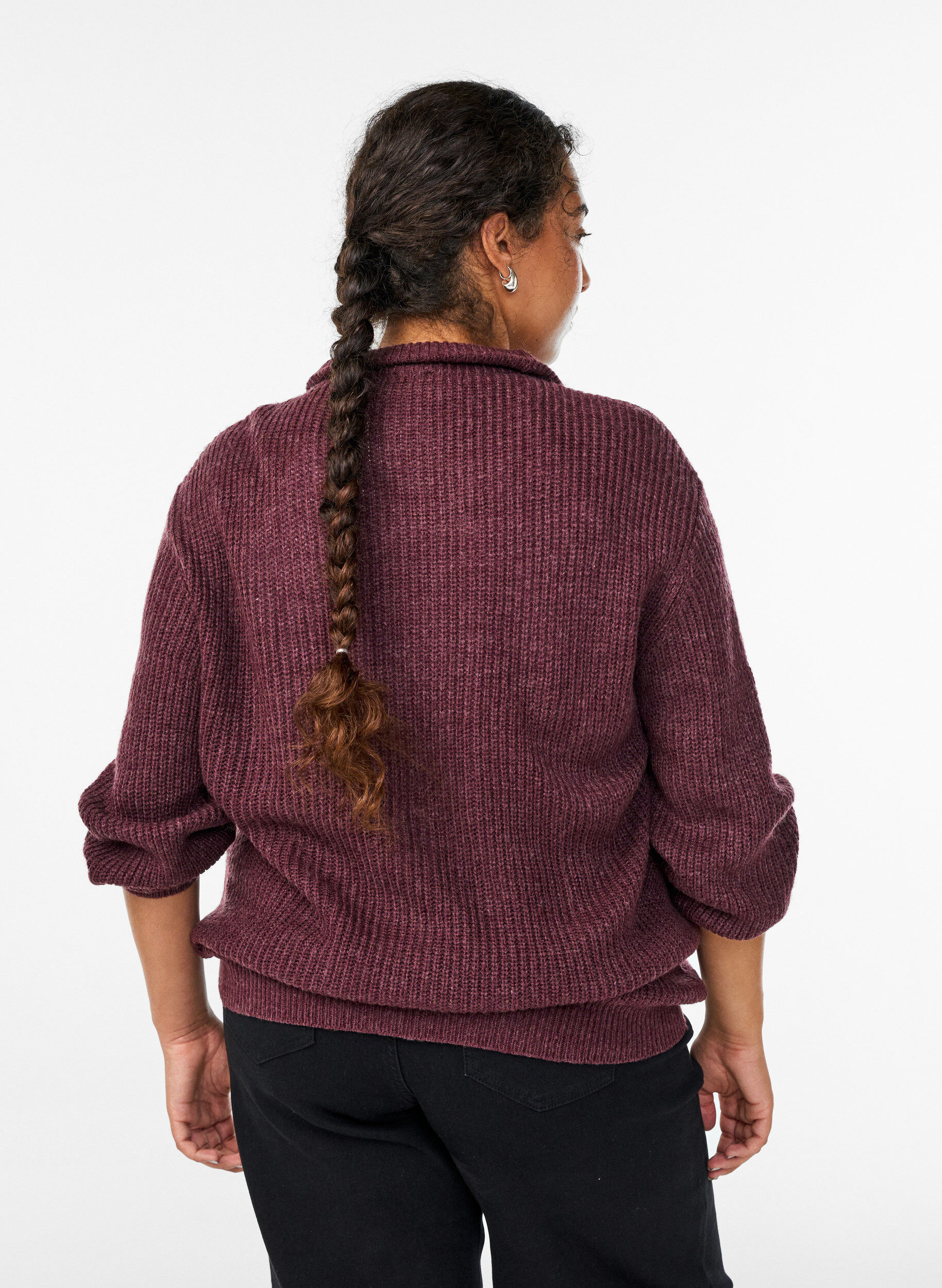 ZizziStriktr&oslash;je med h&oslash;j hals og lynl&aring;s, R&oslash;d, Model image number 2