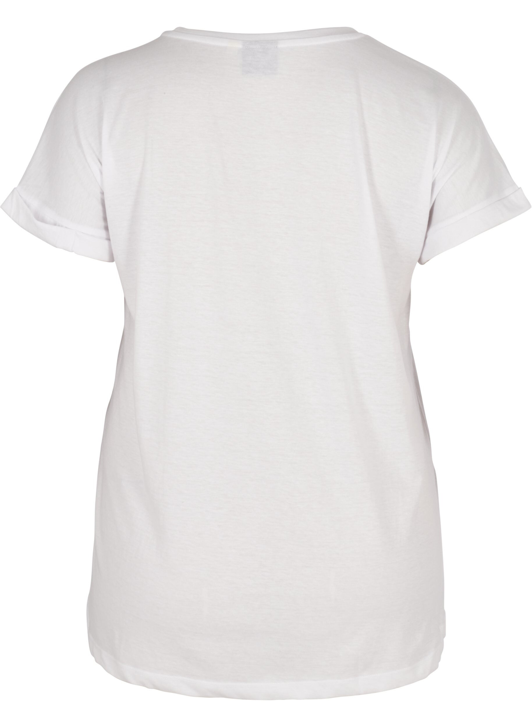 Zizzi T-shirt i bomuldsmix, Bright White, Packshot image number 1