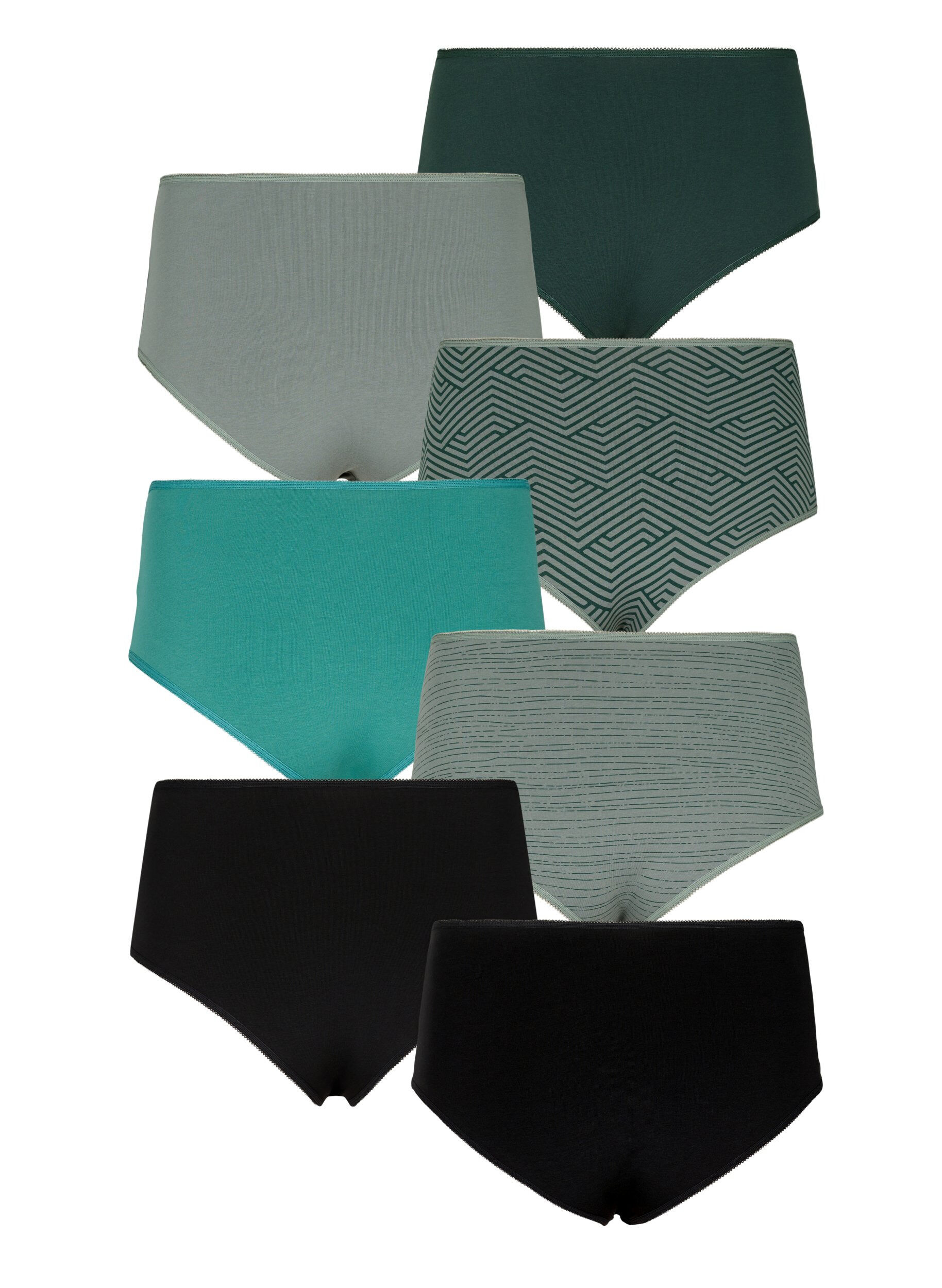 Zizzi 7-pak hipster med regul&aelig;r talje, Scarab Multi Pack, Packshot image number 1