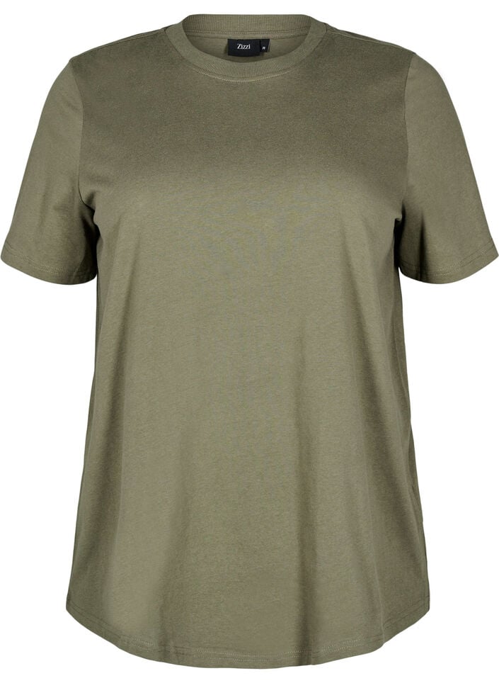 Basis t-shirt i bomuld med rund hals , Gr&oslash;n, Packshot image number 0