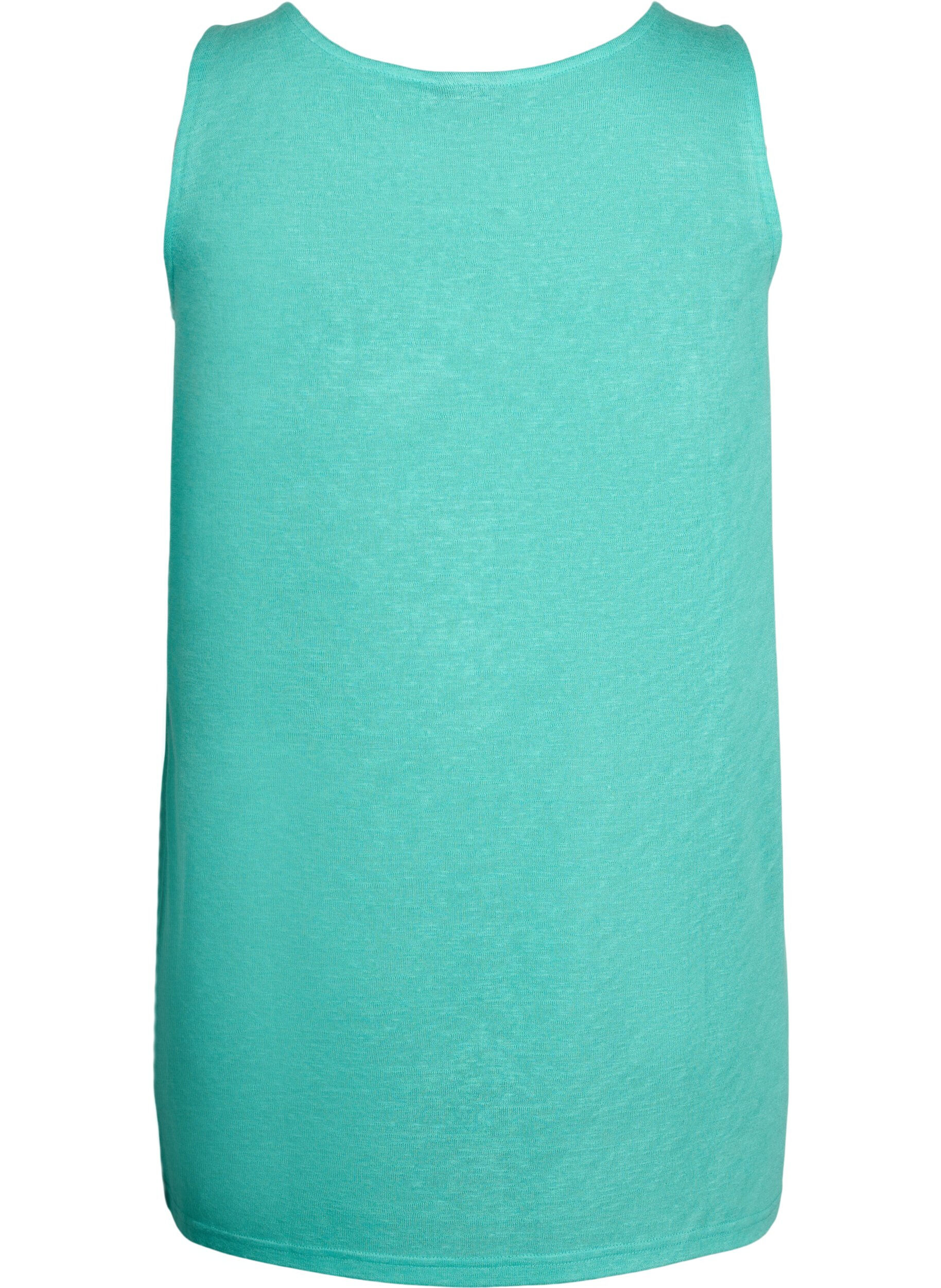 Zizzi Top med struktur og rund hals, Turquoise, Packshot image number 1