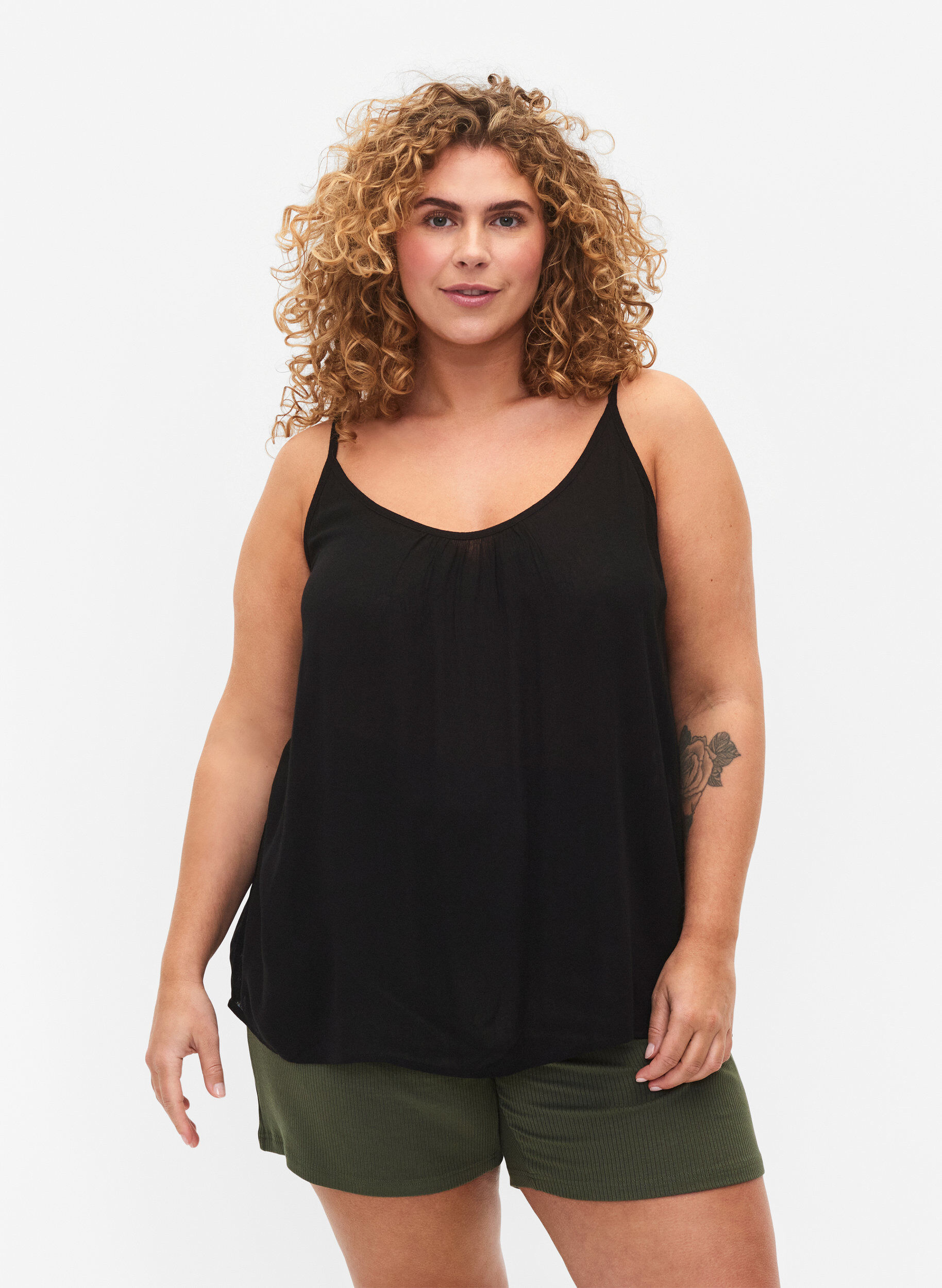 Strop top i viskose, Sort, Model