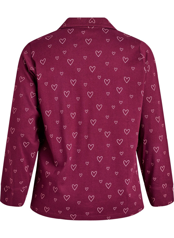 Bomulds pyjamas-skjorte med brystlomme, R&oslash;d, Packshot