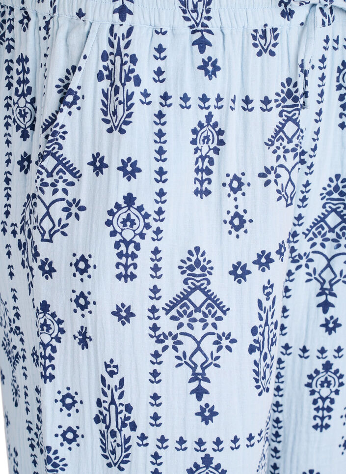 L&oslash;se bukser i bomuldsmusselin med m&oslash;nster, Bl&aring;, Packshot image number 2