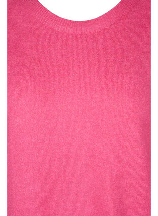 Meleret strikbluse med 3/4 ærmer, Fandango Pink, Packshot image number 2