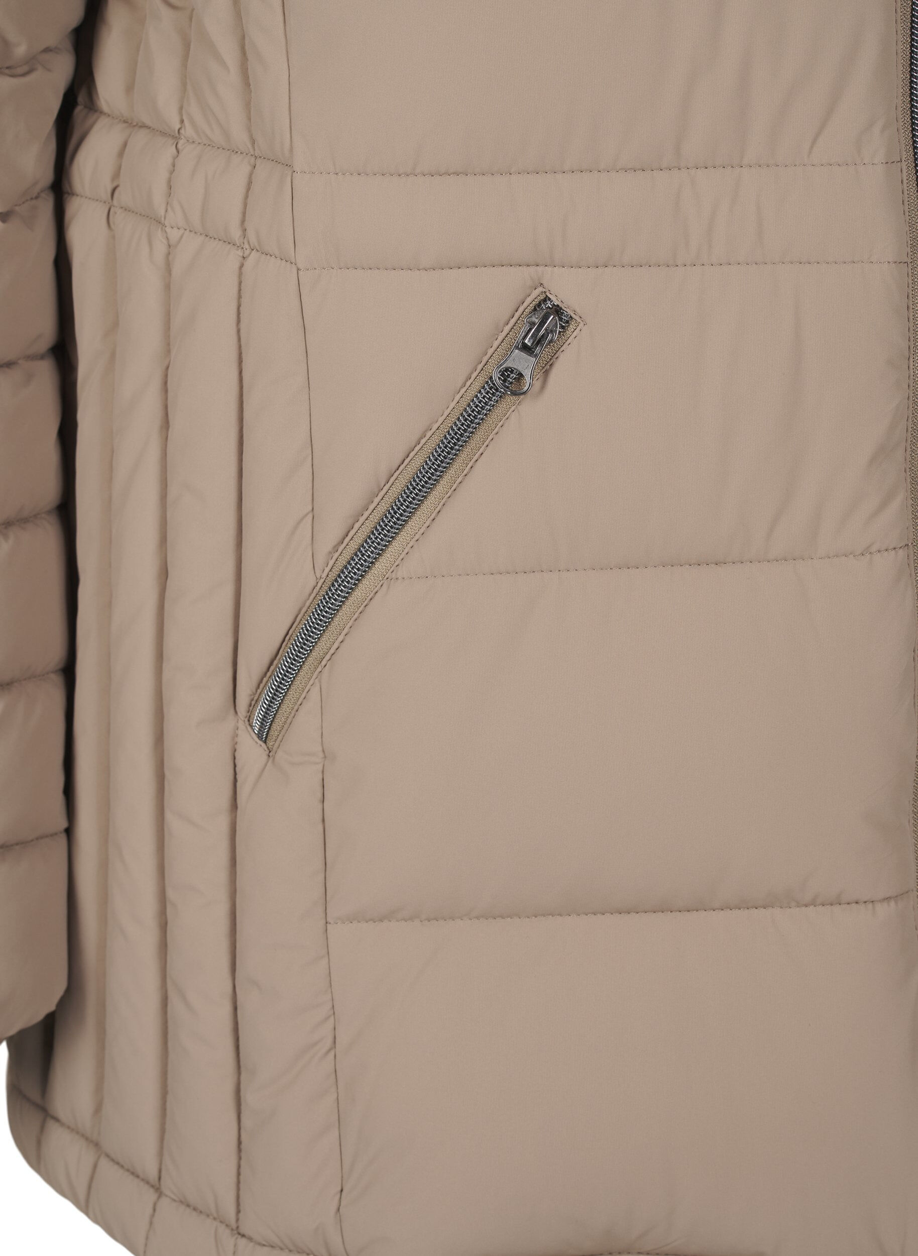 Zizzi Kort pufferjakke med lommer, Beige, Packshot image number 3