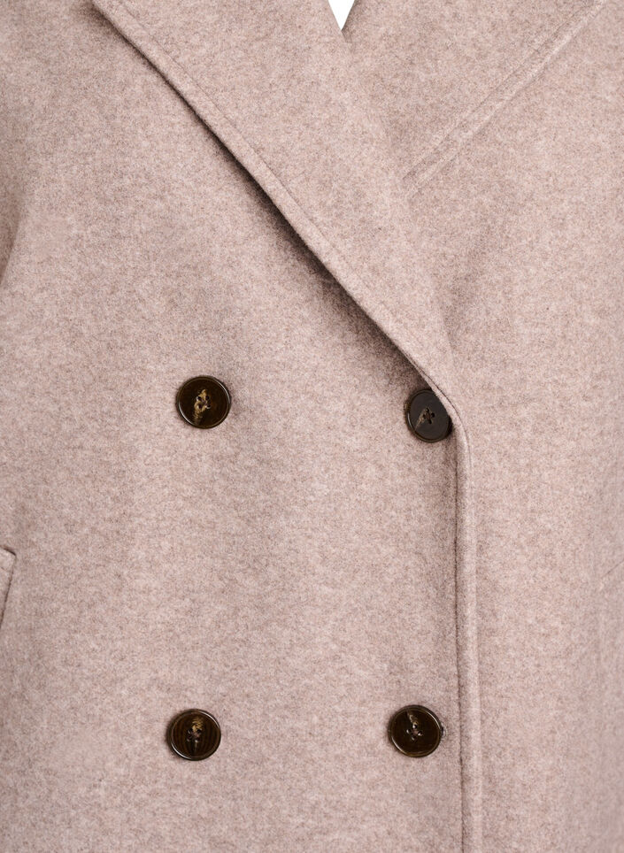 Kort frakke med dobbeltradet knaplukning, Beige, Packshot image number 2