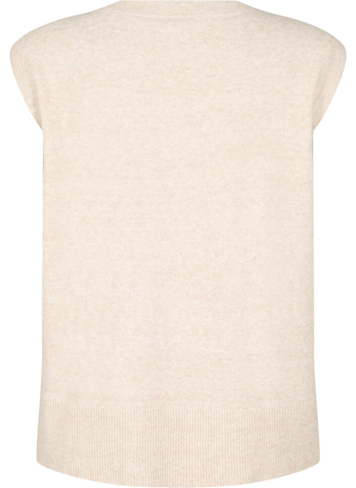 Strikvest med ribkanter, Beige, Packshot image number 1