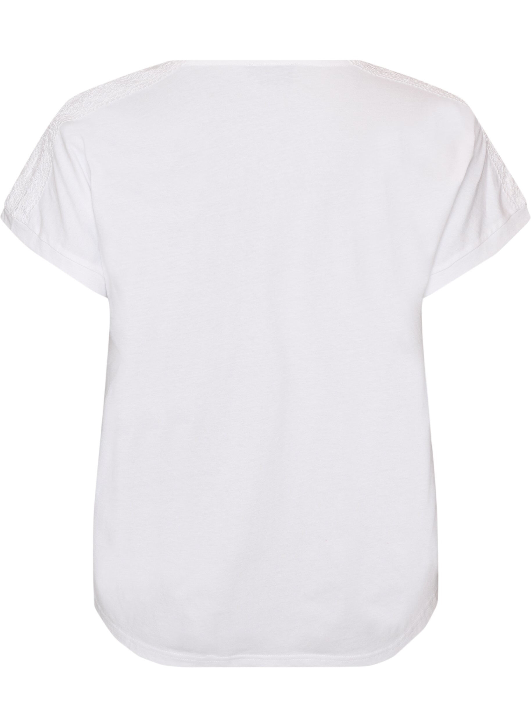 ZizziT-shirt i bomuld med crochetdetalje, Hvid, Packshot image number 1