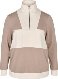 Sweatshirt med colorblock, Timber Wolf/Birch