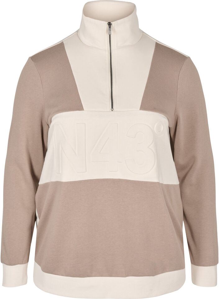 Sweatshirt med colorblock, Timber Wolf/Birch, Packshot image number 0