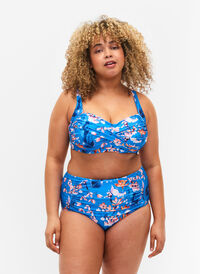 Ekstra højtaljet bikini underdel med print, Bright Blue Print, Model