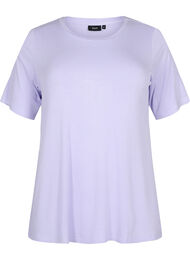 T-shirt i viskose med ribstruktur, Lavender