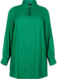 Langærmet viskose bluse med skjortekrave, Jolly Green