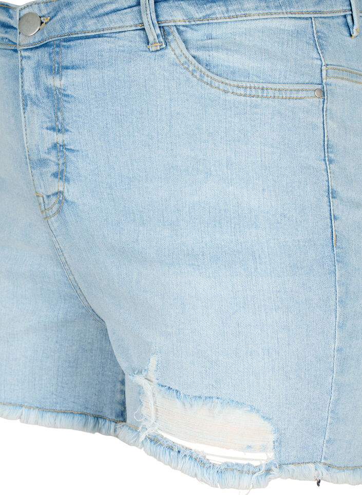 Denimshorts med sliddetaljer, Light Blue Denim, Packshot image number 2