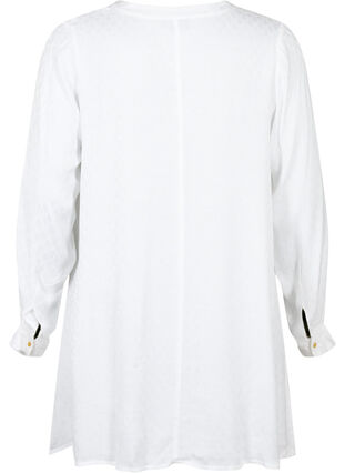 Tunika i viskose med tone-i-tone mønster, Bright White, Packshot image number 1