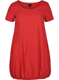 Kortærmet kjole i bomuld, Lipstick Red, Packshot