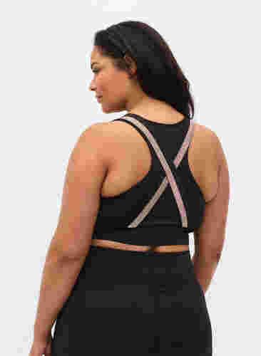 Sports bh med glitter og krydset ryg, Black, Model image number 1