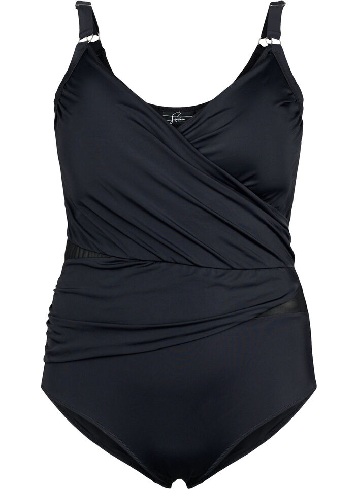 Badedragt med wrap, Sort, Packshot image number 0