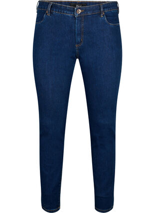 Slim fit Emily jeans med regulær talje, Dark blue, Packshot image number 0