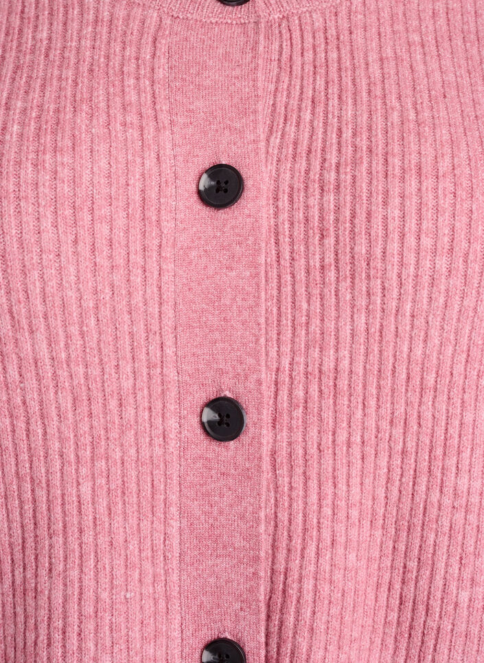 Ribstrikket cardigan med knapper, Lyser&oslash;d, Packshot image number 2