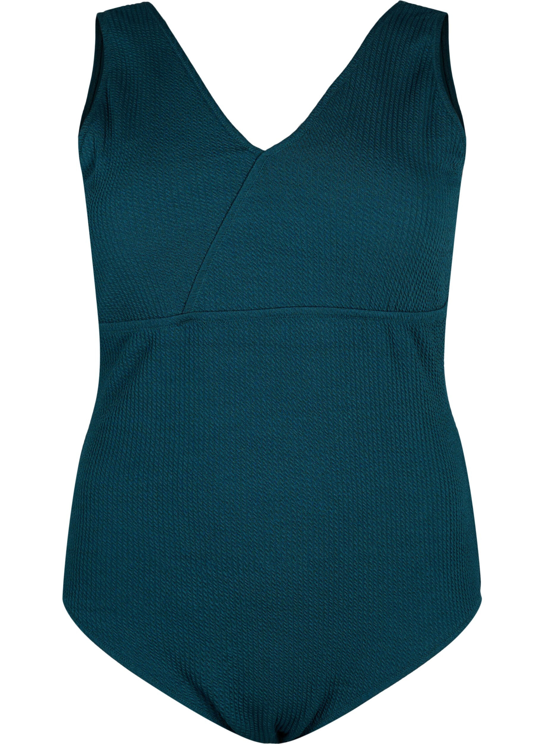 Zizzi Badedragt med crepestruktur og wrapeffekt, Dark Sea, Packshot image number 0