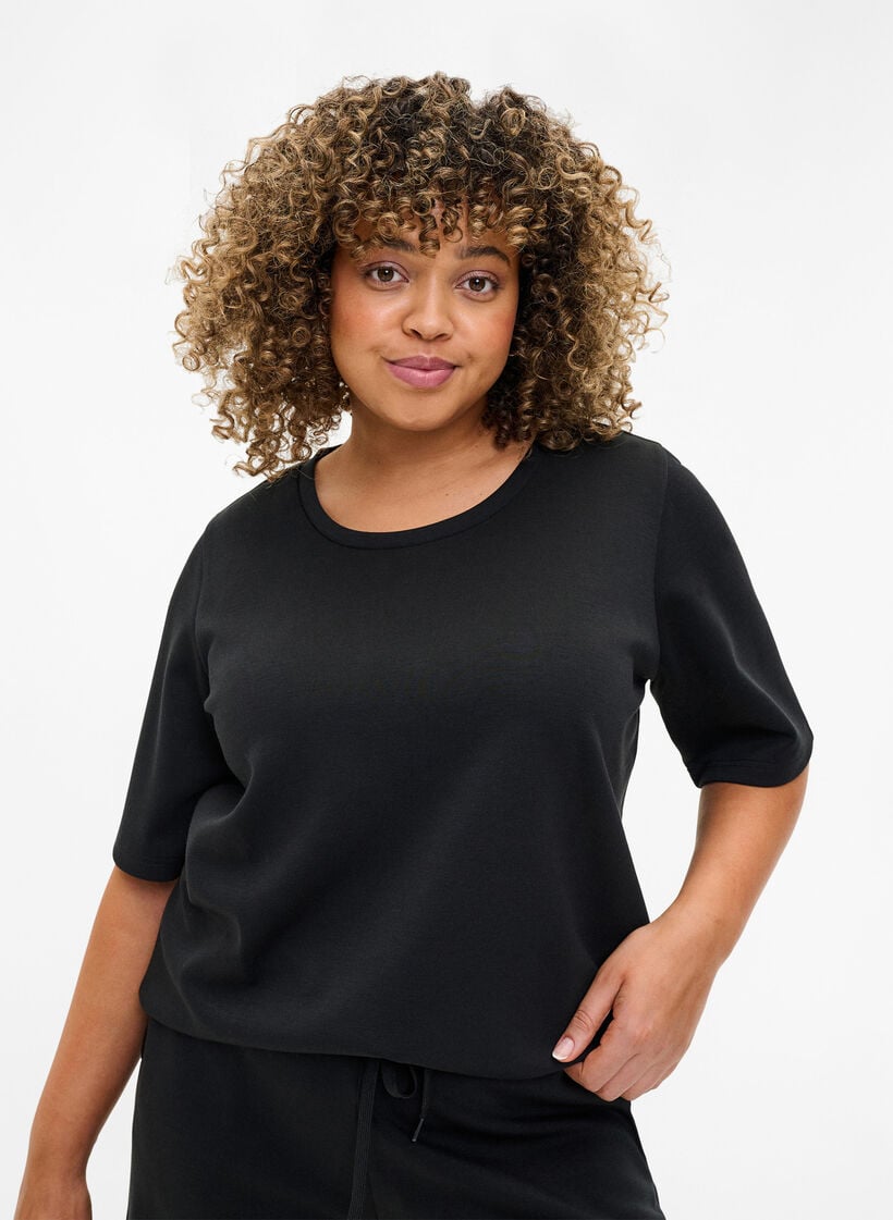 T-shirt i modalmix, Sort, Model image number 0