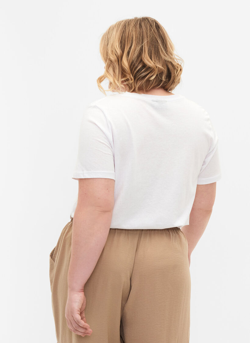 2-pak t-shirt med v-udsk&aelig;ring, Bright White / Black, Model image number 1