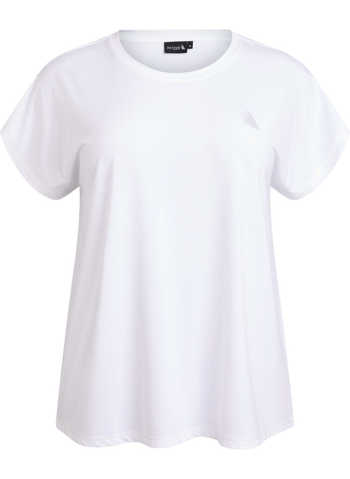 Ensfarvet tr&aelig;nings t-shirt, Hvid, Packshot image number 0
