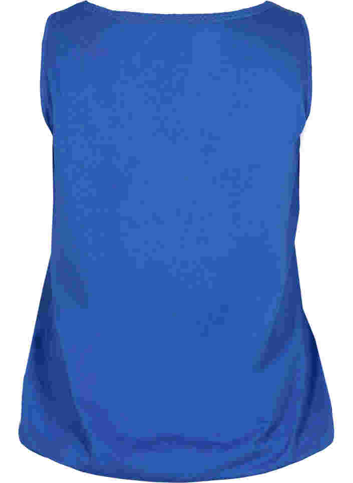 Bomuldstop med rund hals og blondekant, Dazzling Blue, Packshot image number 1
