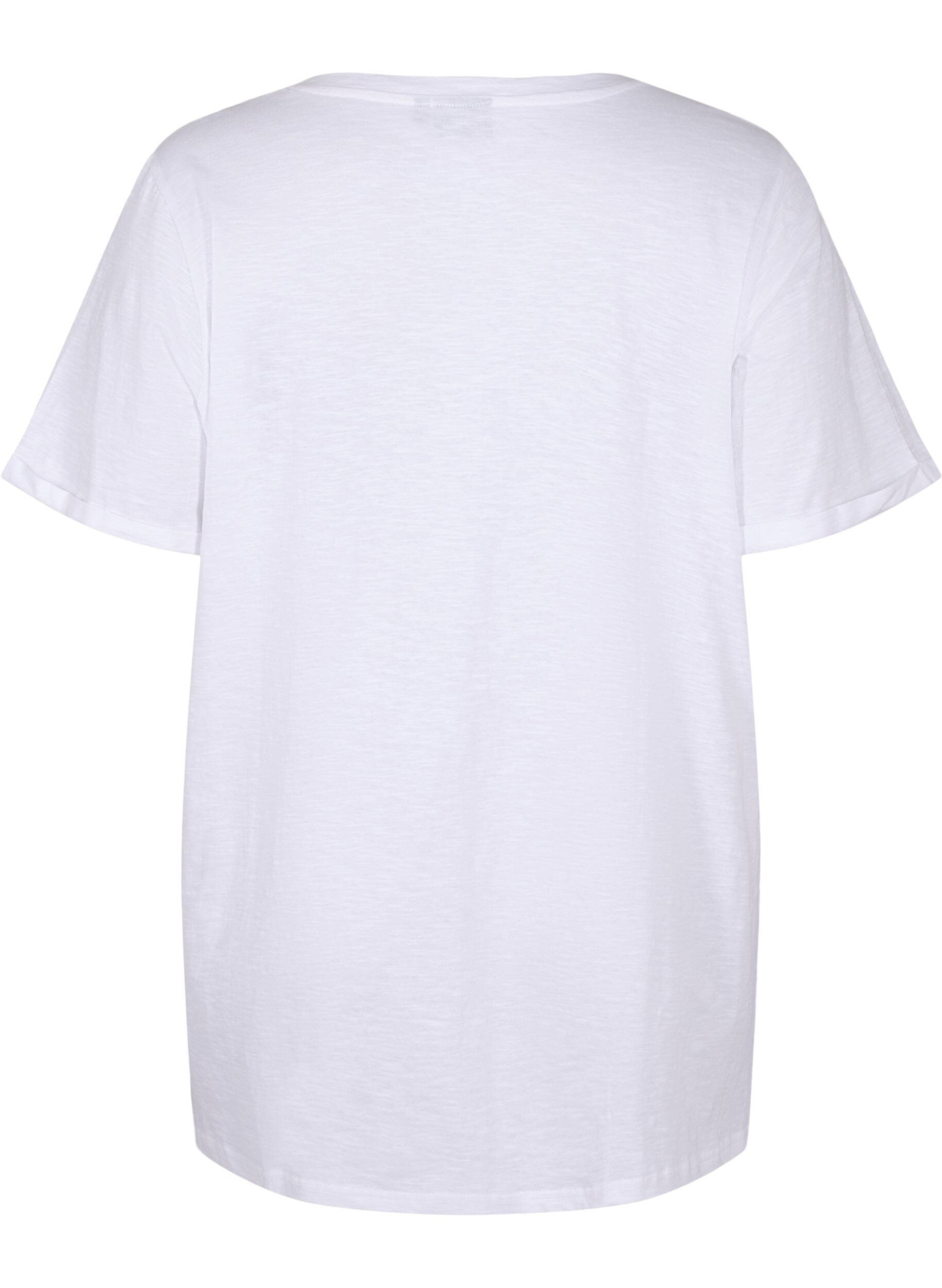 Zizzi Ensfarvet oversize t-shirt med v-hals, Hvid, Packshot image number 1