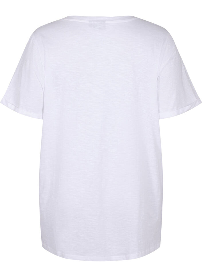 Ensfarvet oversize t-shirt med v-hals, Hvid, Packshot image number 1