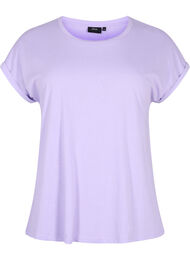 Kort&aelig;rmet t-shirt i bomuldsblanding, Lilla