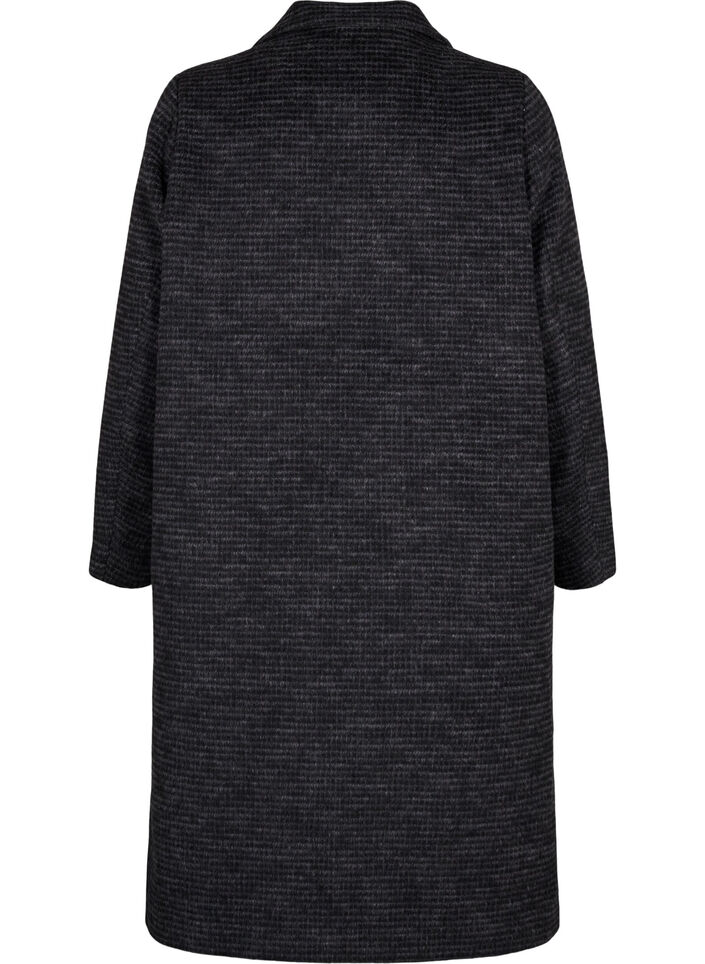 Ternet uldfrakke med børstet tekstur, Black Comb, Packshot image number 1