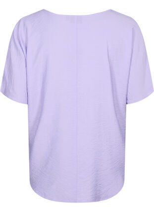 Kortærmet viskose bluse med v-hals, Lavender, Packshot image number 1