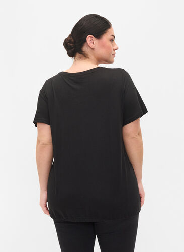 Kortærmet t-shirt med justerbar bund, Black, Model image number 1