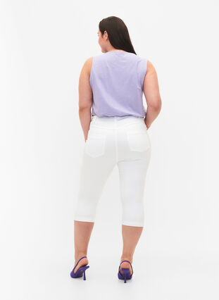 Højtaljede Amy capri jeans med super slim fit, Bright White, Model image number 1