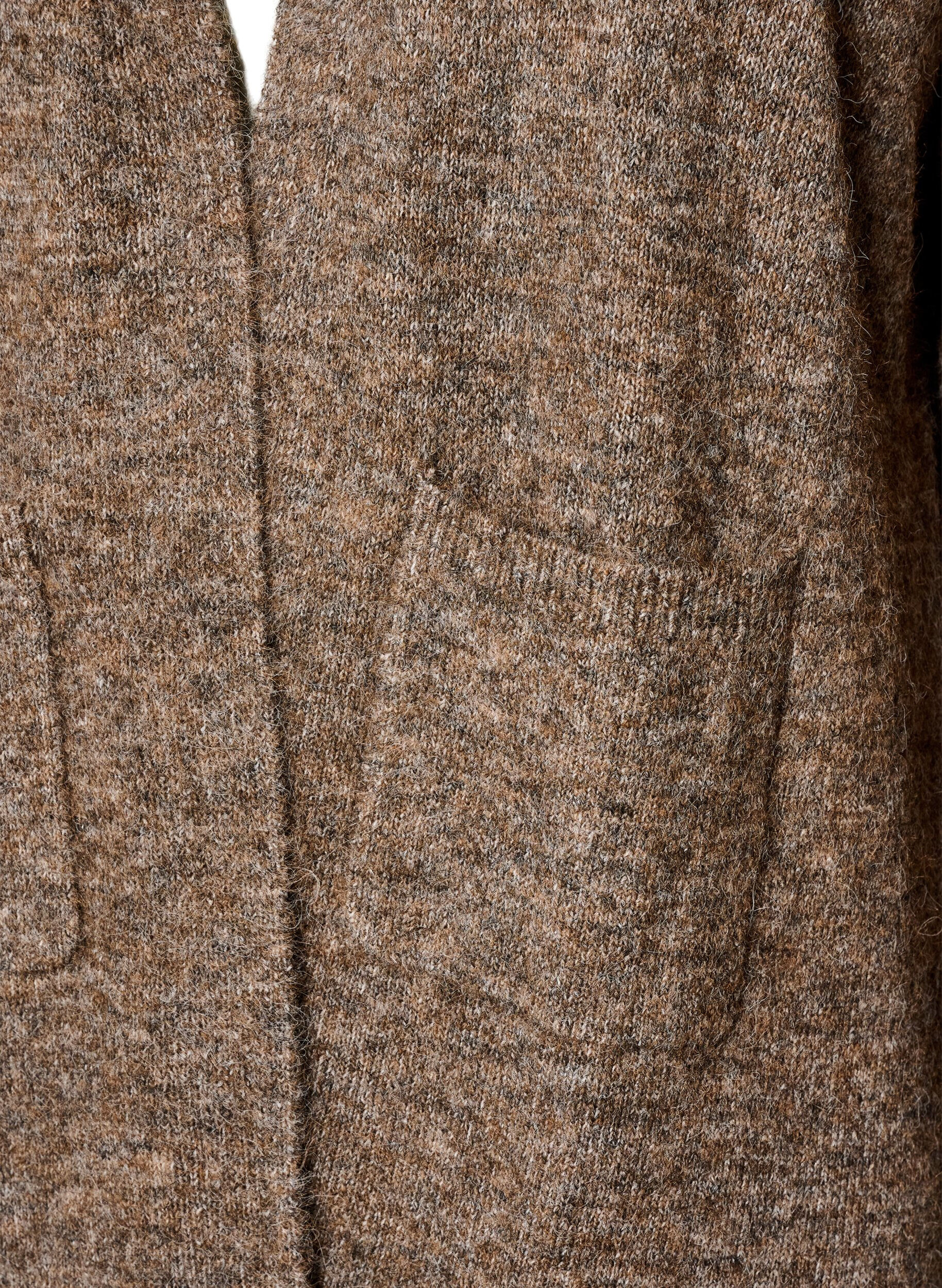 ZizziLang cardigan med lommer, Brun, Packshot image number 2