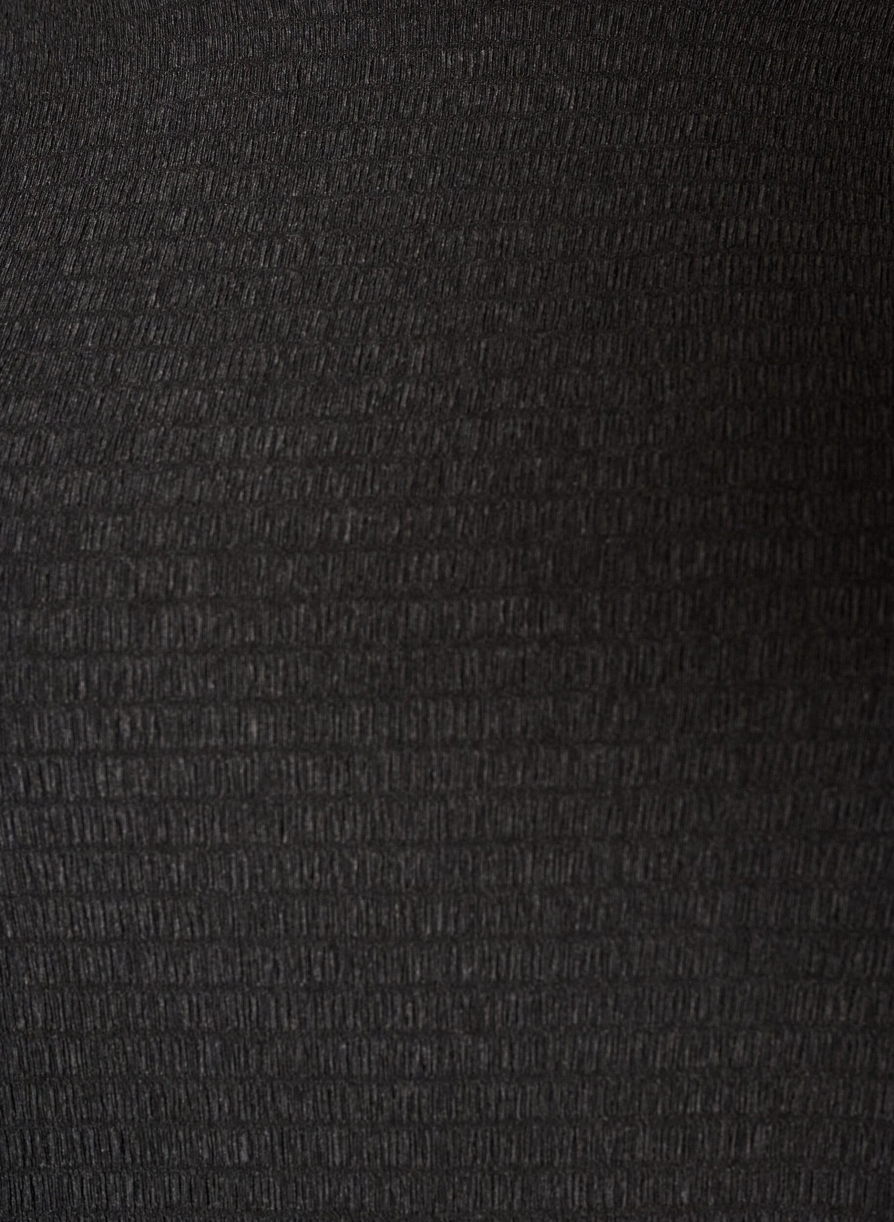 ZizziBluse med struktur og b&oslash;lgede kanter, Sort, Packshot image number 2