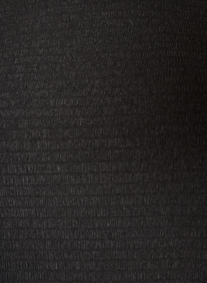 Bluse med struktur og b&oslash;lgede kanter, Sort, Packshot image number 2