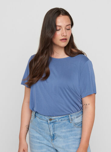 Kortærmet t-shirt med rund halsudskæring, Bijou Blue, Model image number 0