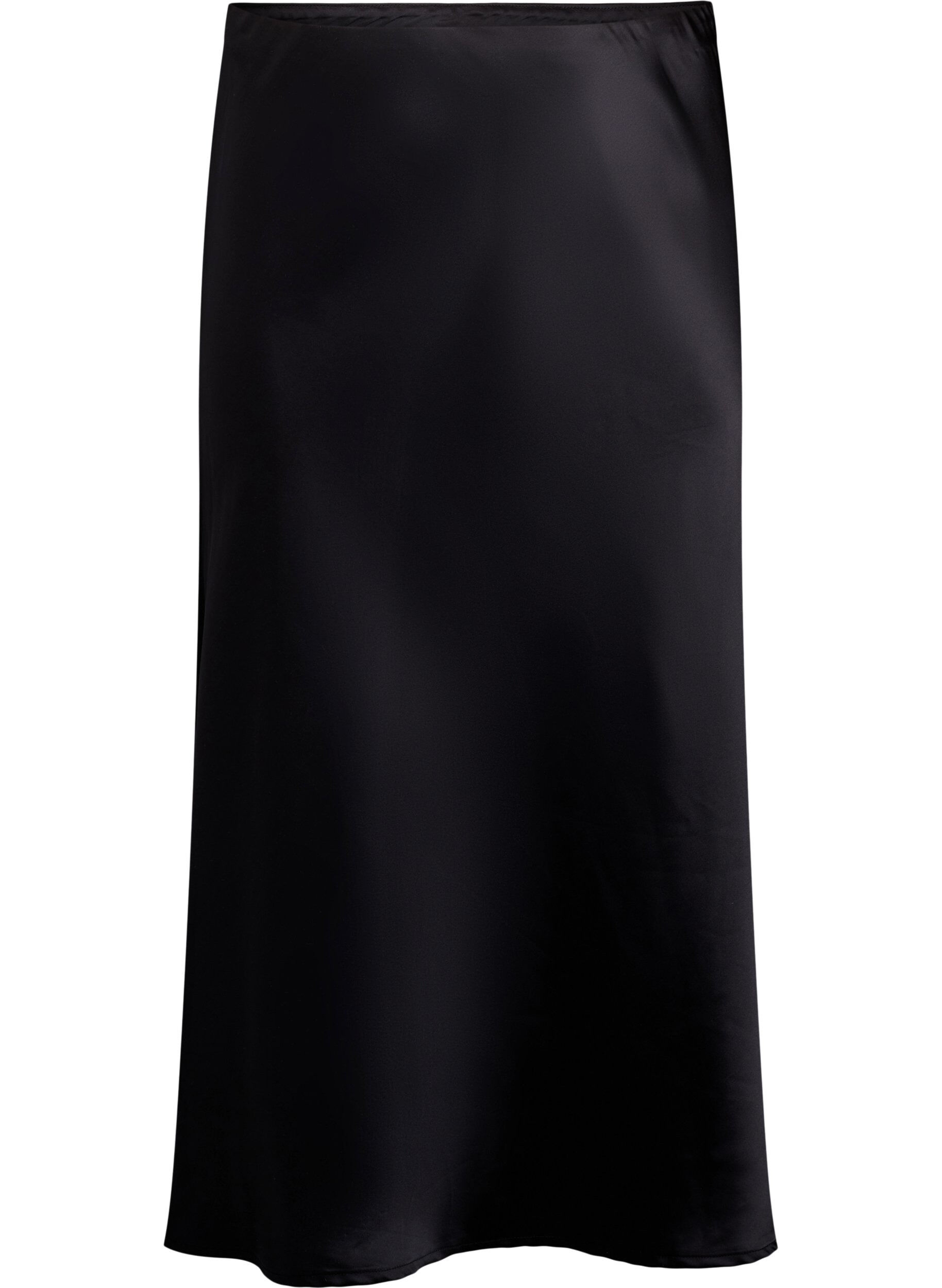 ZizziSatin midi-nederdel, Sort, Packshot image number 0