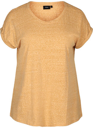 Meleret bomulds t-shirt, Mineral Yellow Mélange, Packshot image number 0