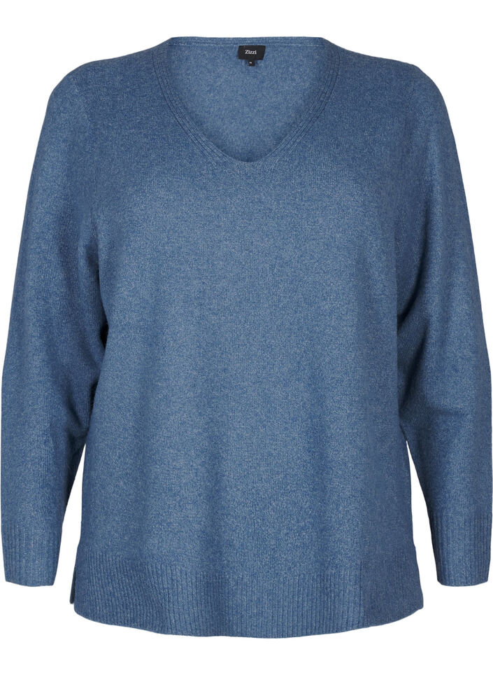 Strikbluse med v-hals, Bering S. White Mel., Packshot image number 0