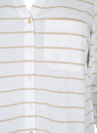 Skjortebluse med knaplukning, White Taupe Stripe, Packshot image number 2