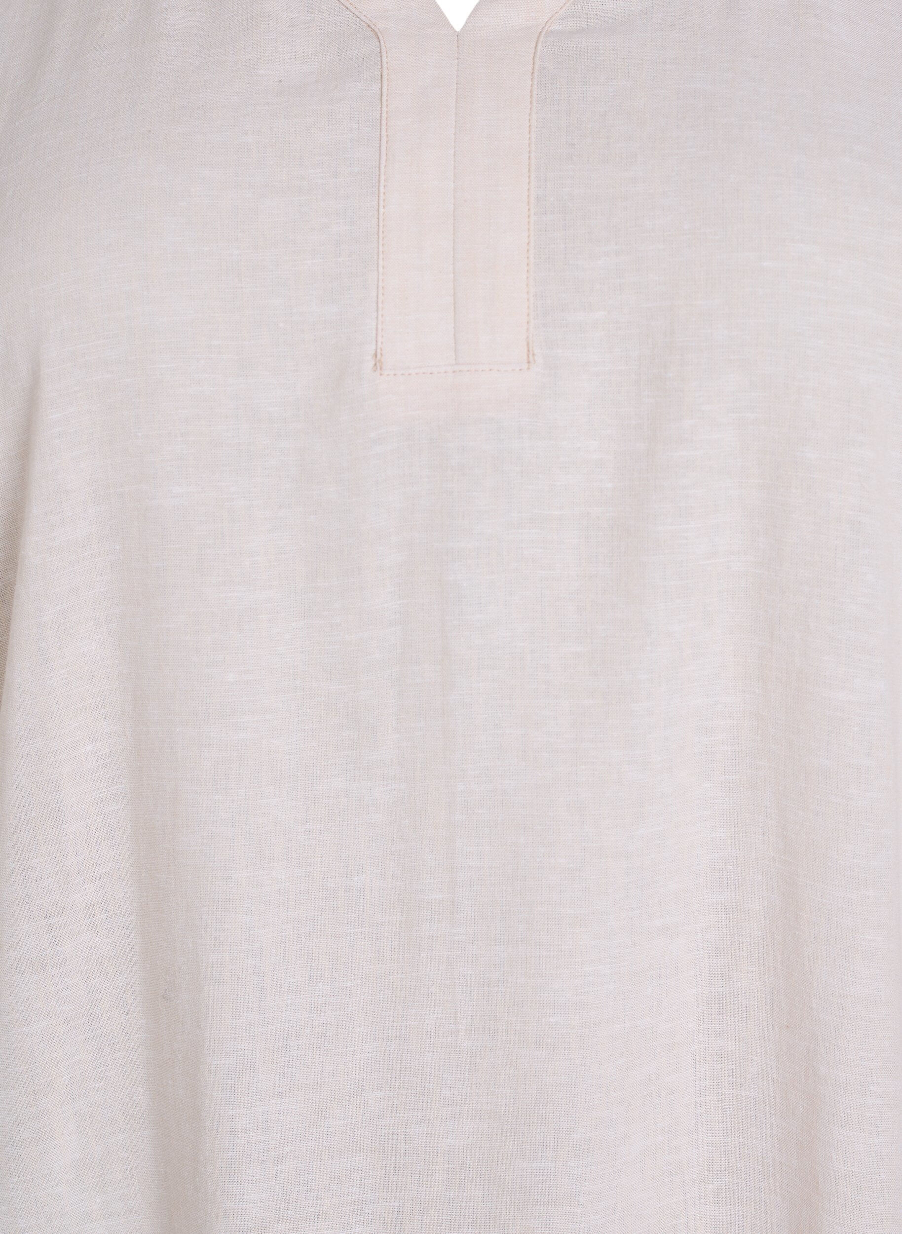 Zizzi Midikjole i h&oslash;r og viskose med korte &aelig;rmer, Beige, Packshot image number 2